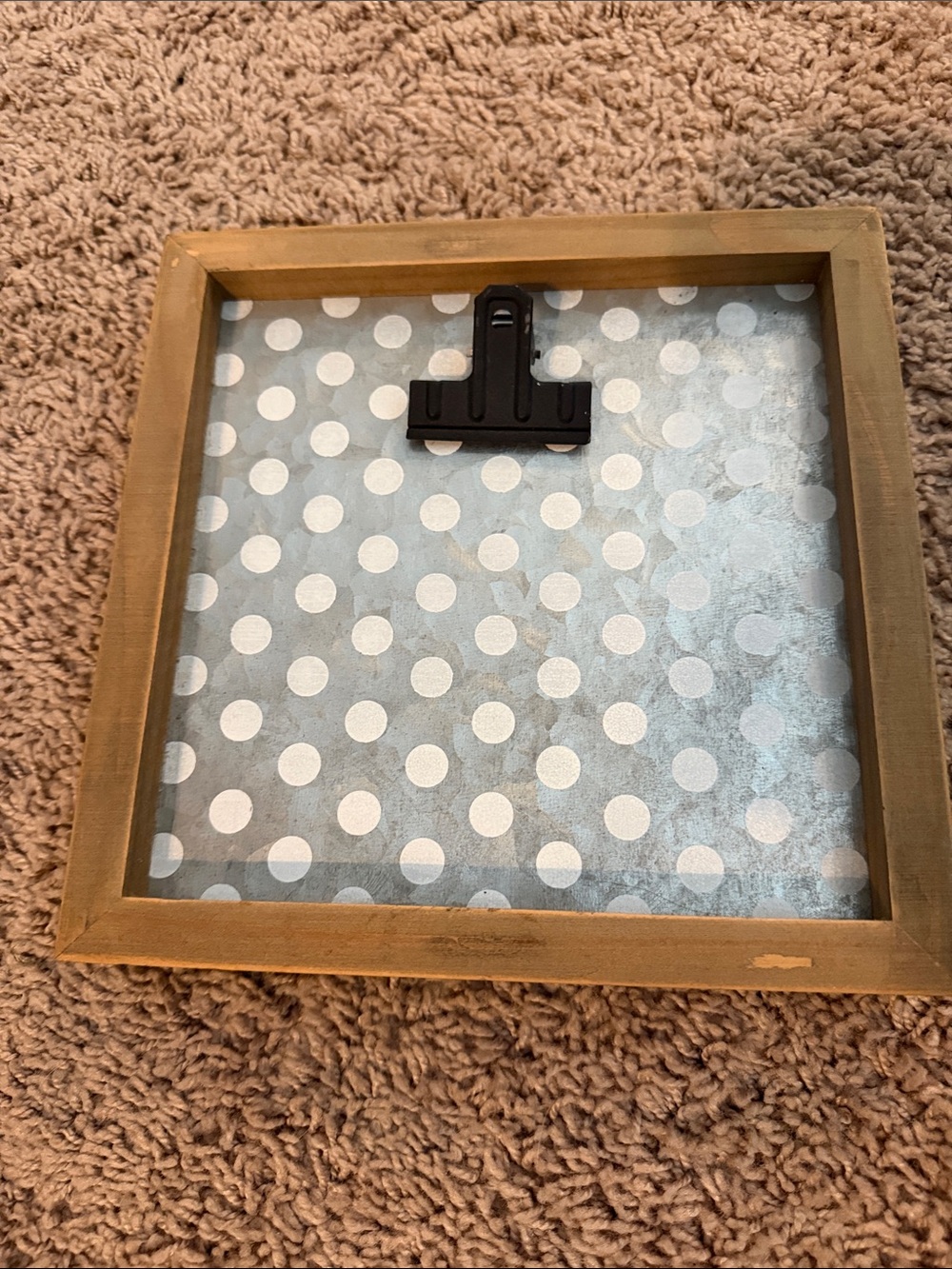 Wood Frame Polka Dot Clip Memo Board - Blue and White